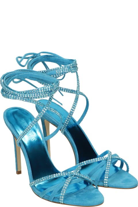 Holly Nicole Sandals In Cyan Suede
