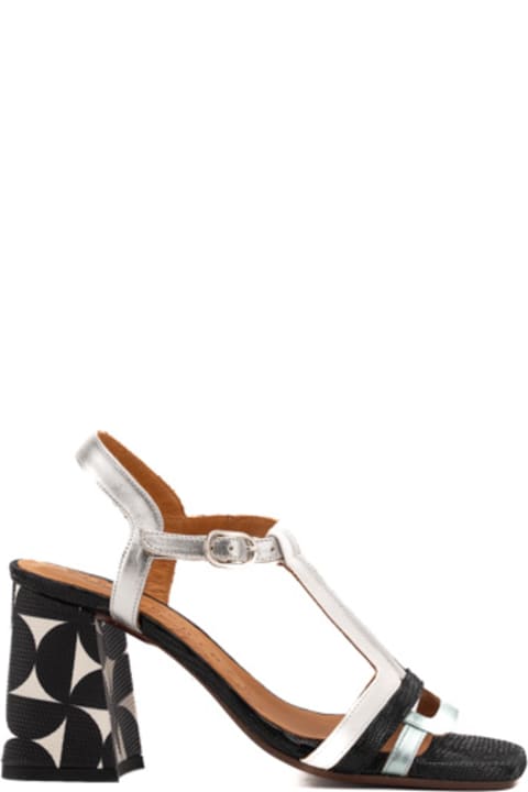 Chie Mihara Shoes for Women Chie Mihara Piyata Leather Sandals Black, White, Silver