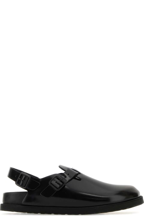 Birkenstock for Men Birkenstock Black Leather Tokio Slippers
