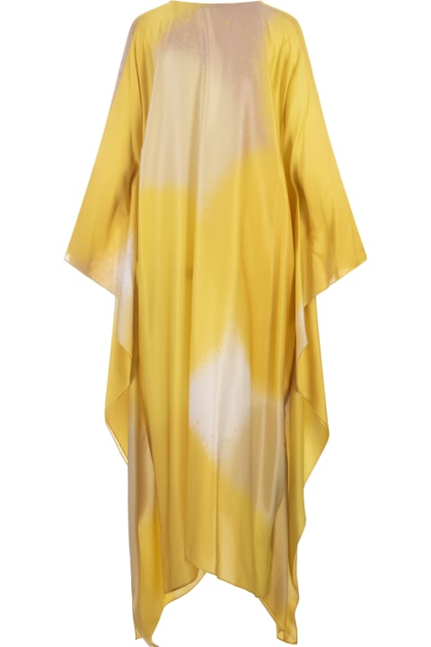 Gianluca Capannolo for Women Gianluca Capannolo Long Silk Caftan In Shaded Yellow