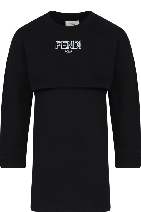 Fendi Dresses for Girls Fendi Black Dress For Girl With Fendi Logo
