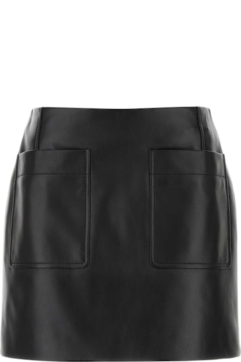 Bottega Veneta لـ Kids Bottega Veneta Black Leather Mini Skirt