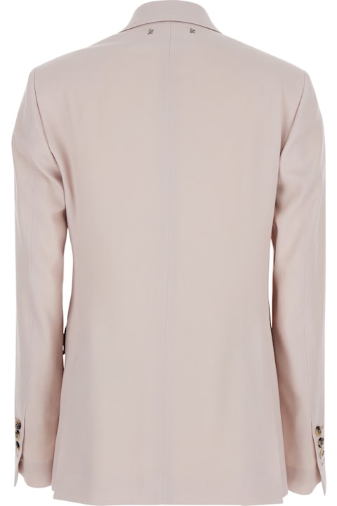 ウィメンズ コート＆ジャケット Golden Goose Pink Double-breasted Jacket With Peak Revers And Logo Plaque Detail In On The Rear In Wool Woman