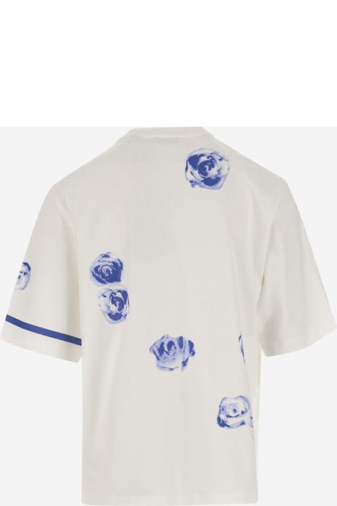 Topwear for Men Burberry Cotton T-shirt With Rose Pattern