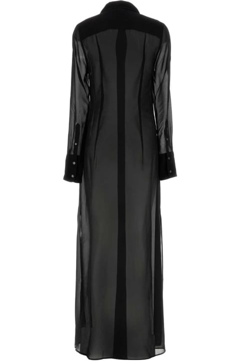 Ami Alexandre Mattiussi Dresses for Women Ami Alexandre Mattiussi Black Crepe See-through Shirt Dress