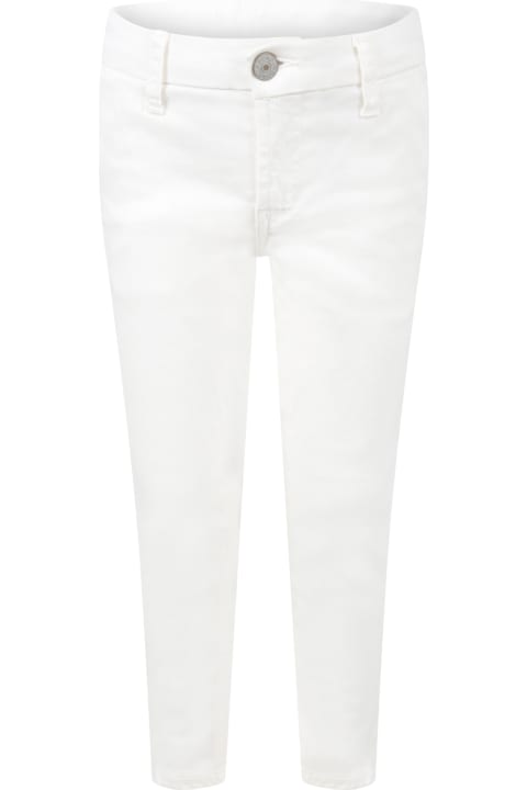 White Trousers Deinm For Boy With Patch Logo