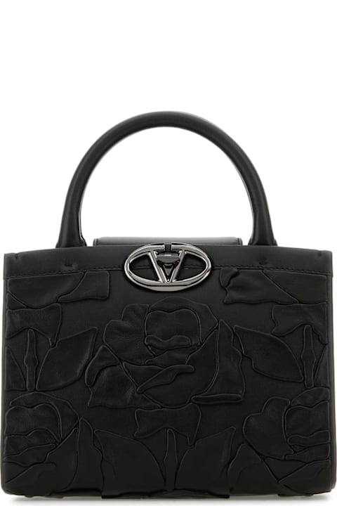 Totes for Women Valentino Garavani Black Leather Vlogo Handbag