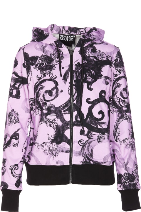 Versace Jeans Couture Coats & Jackets for Women Versace Jeans Couture Fleece Watercolor Baroque Zip Hoodie
