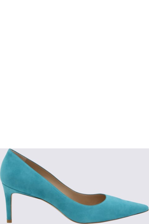 High-Heeled Shoes for Women Stuart Weitzman Capri Blue Suede Pumps