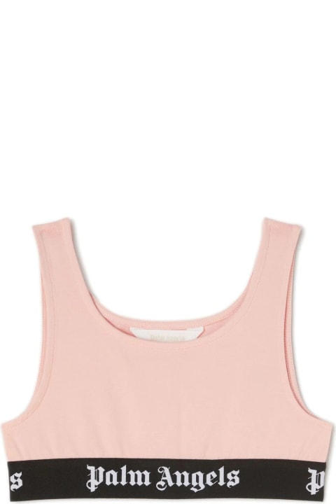 Fashion for Girls Palm Angels Pink Top With Black Logo Band