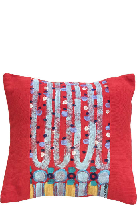 Le Botteghe su Gologone for Women Le Botteghe su Gologone Cotton Hand Painted Indoor Cushion 80x80 cm
