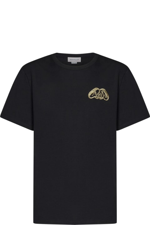 メンズ Alexander McQueenのトップス Alexander McQueen Half Seal Logo Embellished T-shirt