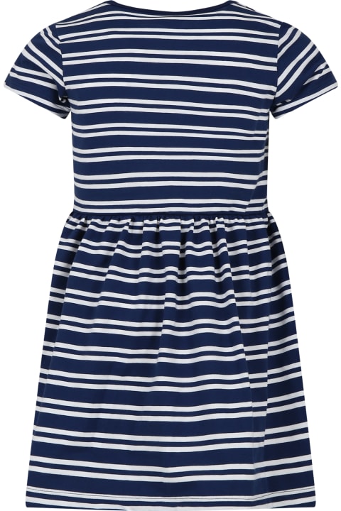 ガールズ Petit Bateauのワンピース＆ドレス Petit Bateau Blue Dress For Girl With Stripes