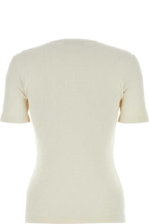 Fendi Sale for Women Fendi Ivory Stretch Viscose Blend T-shirt