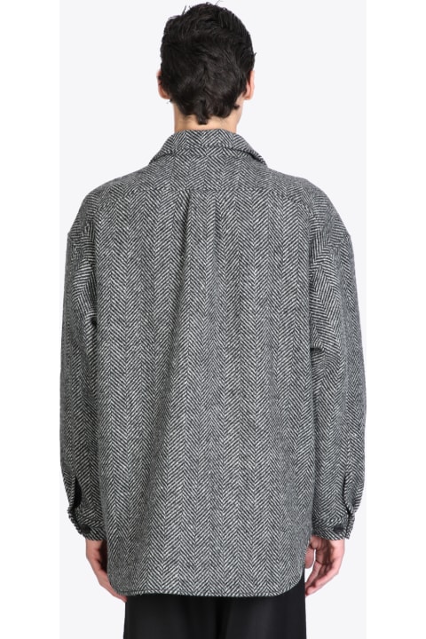 Shirt Black/white herringbone wool overshirt.