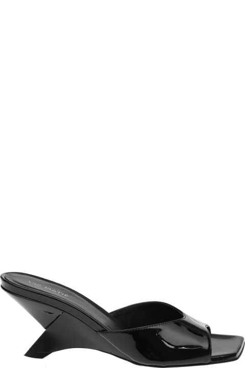 Fashion for Women Vic Matié ' Feather Mules In Black Patent Leather