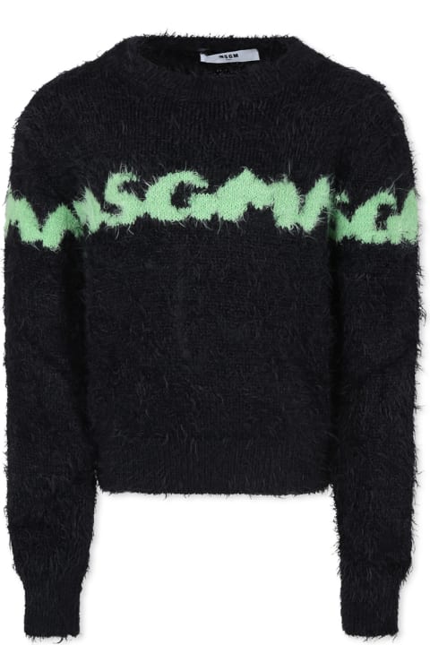 Homeware MSGM Black Sweater For Girl With Logo