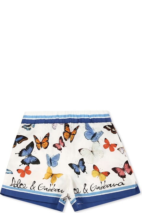 Dolce & Gabbana Bottoms for Baby Girls Dolce & Gabbana White Shorts For Baby Girl With Butterflies