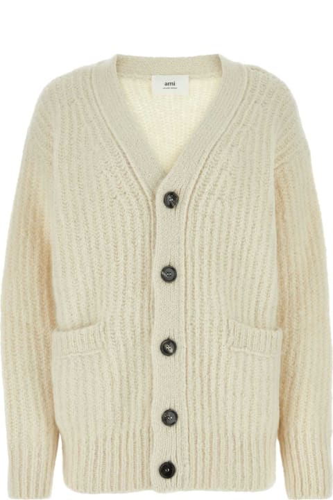 Ami Alexandre Mattiussi Sweaters for Women Ami Alexandre Mattiussi Ivory Alpaca Blend Cardigan