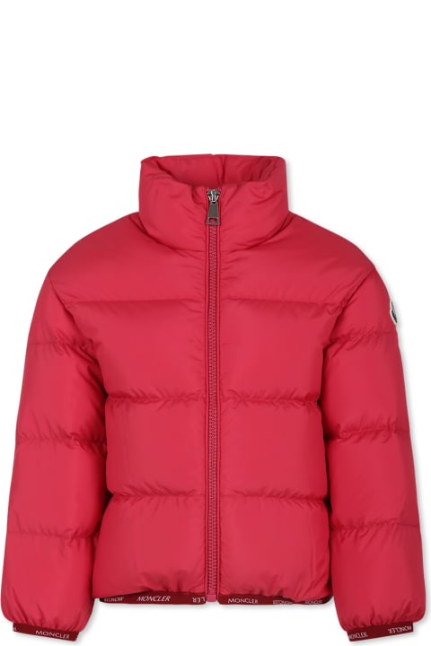 Moncler Clothing for Girls Moncler Fuchsia Abbadia Down Jacket For Girl With Logo