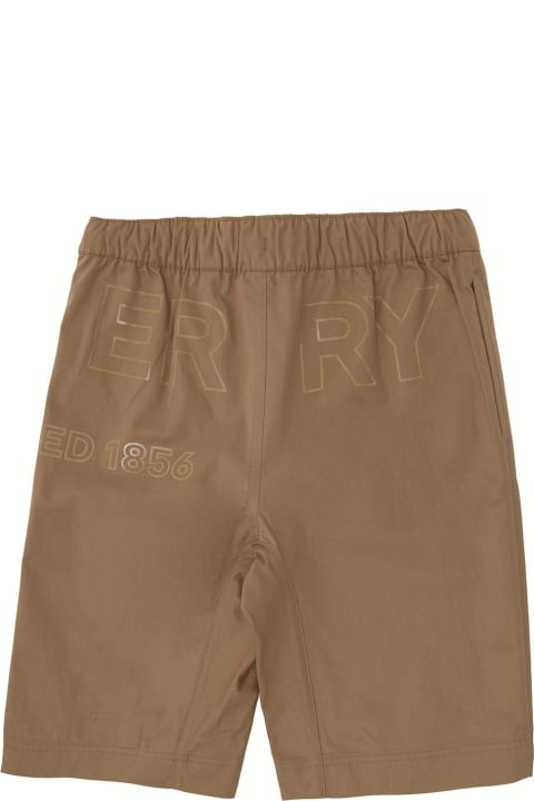Burberry Kids Boy's Beige Cotton Shorts With  Logo
