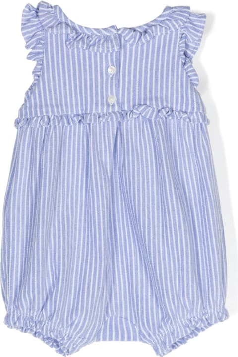 Bodysuits & Sets for Baby Girls Ralph Lauren White And Blue Striped Romper With Pony