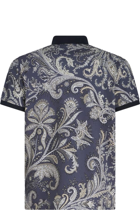 Fashion for Men Etro "navy Blue Polo Shirt With Multicolour Paisley Print"