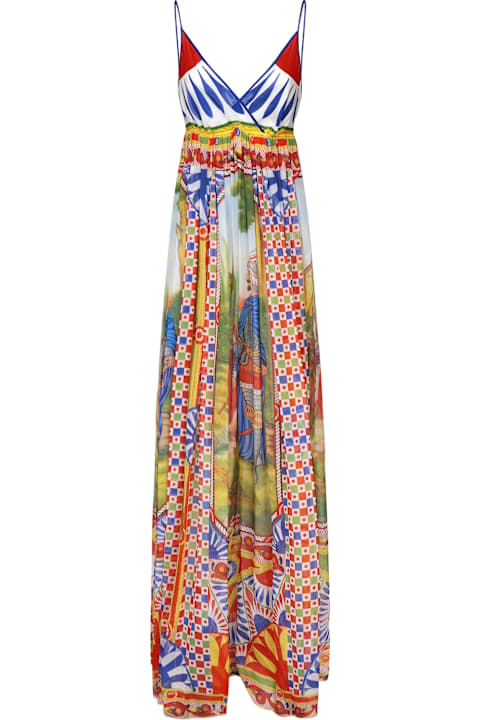 Dresses for Women Dolce & Gabbana Silk Dress With Cart Print