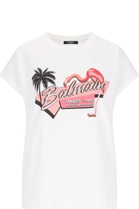ウィメンズ Balmainのトップス Balmain 'fenicottero Rosa' T-shirt