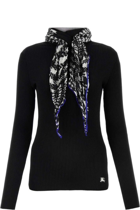 Sweaters for Women Burberry Scarf-detailed High-neck Ribbed Jumper