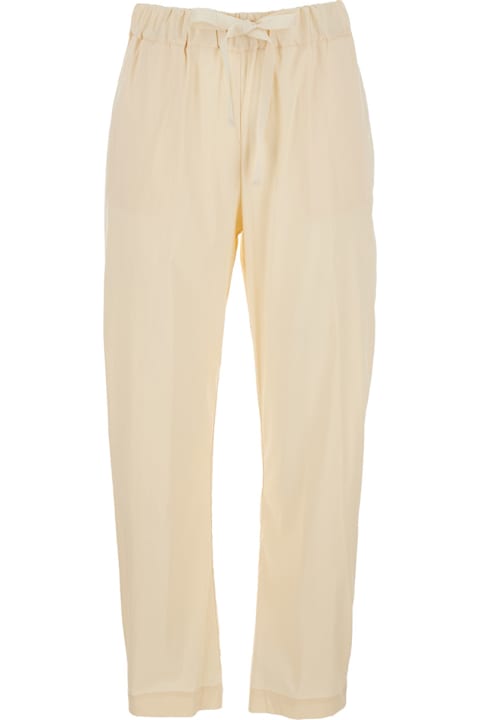 SEMICOUTURE for Women SEMICOUTURE 'buddy' Beige Pants With Elastic Drawstring Waist In Cotton Blend Stretch Woman