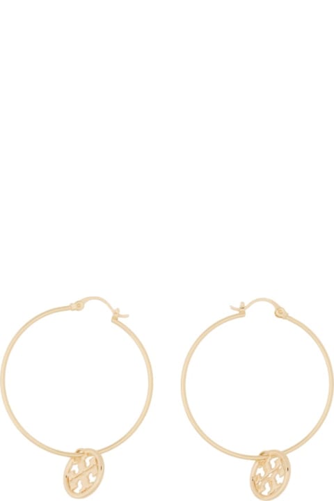 Earrings for Women Tory Burch Logo Pendant Hoop Earrings