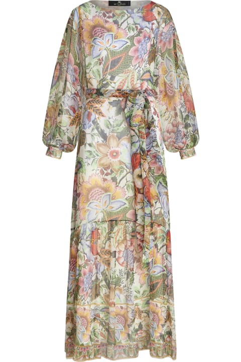 Jumpsuits for Women Etro Multicoloured Printed Silk Long Dress