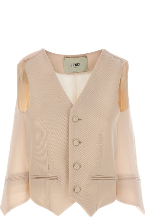 Coats & Jackets for Women Fendi Cut Out Deconstructed Vest