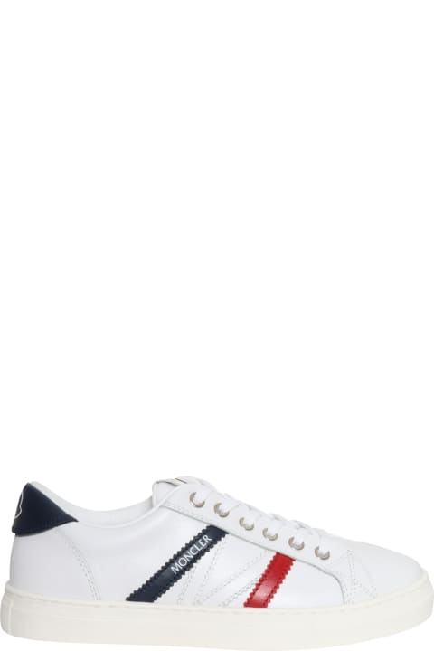 Moncler Shoes for Boys Moncler White Monaco Sneakers