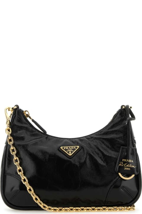 Totes for Women Prada Black Leather Re-edition 2005 Crossbody Bag
