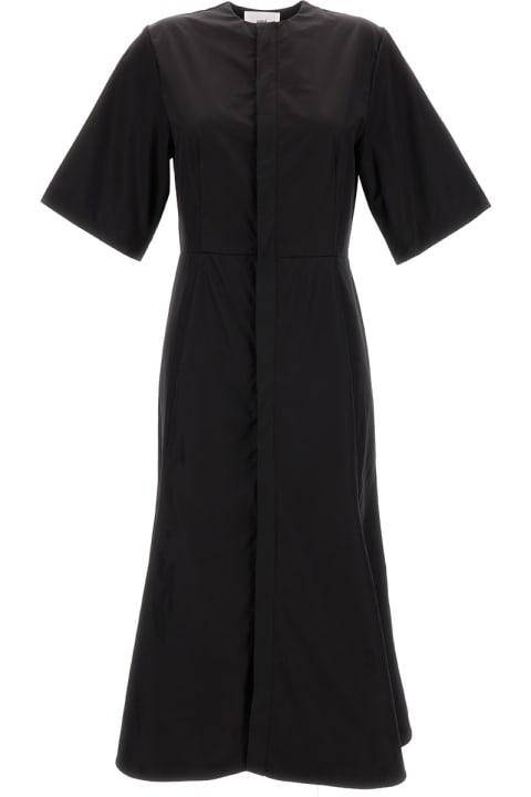 Fashion for Women Ami Alexandre Mattiussi Midi Black Dress With Short Sleeves And Hidden Tab In Cotton Woman