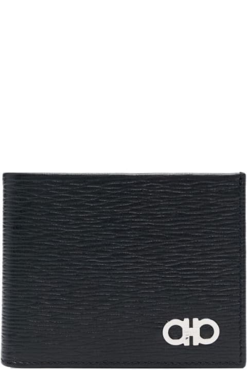 أدوات منزلية Ferragamo Black Revival Wallet With Gancini Logo In Leather Man