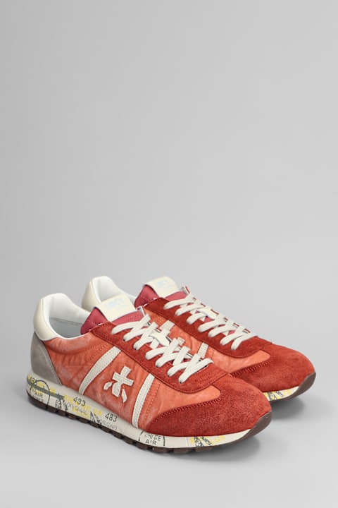 Premiata for Men Premiata Lucy Sneakers In Red Suede And Fabric