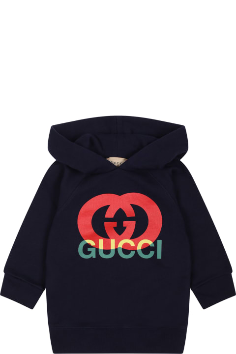 Fashion for Women Gucci Blue Sweatshirt With Gg Print For Baby