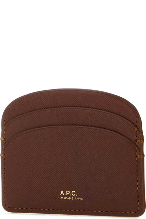 Wallets for Women A.P.C. Brown Leather Demi-lune Card Holder