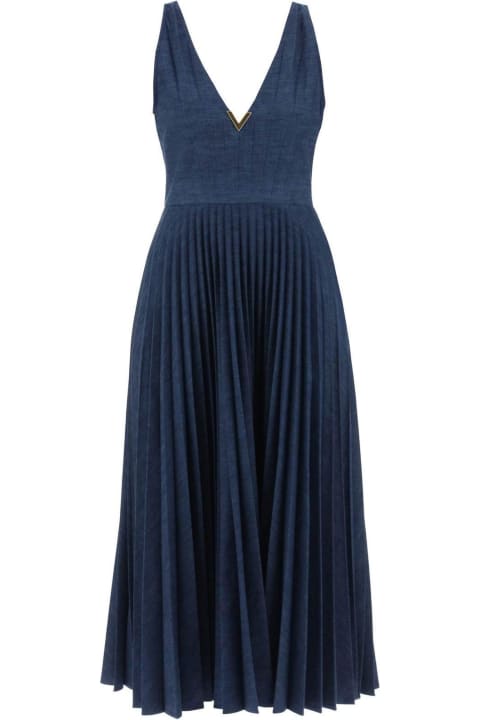 Dresses for Women Valentino Vgold V-neck Pleated Dress