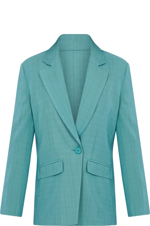Fashion for Women SEMICOUTURE Aquamarine Single-breasted Armored Jacket