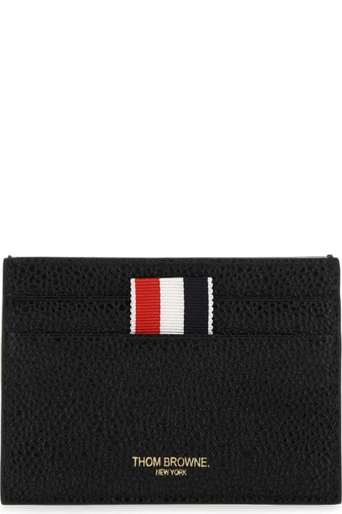 Thom Browne for Women Thom Browne Black Leather Card Holder