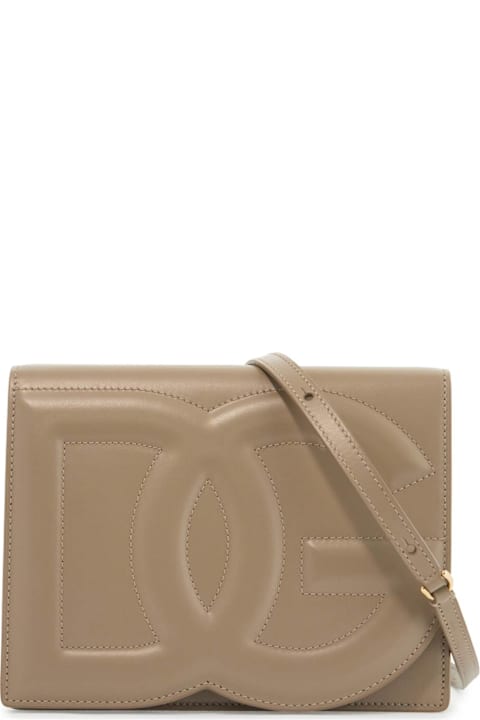 Homeware Dolce 
Gabbana Taupe Calfskin Crossbody Bag With Adjustable Strap