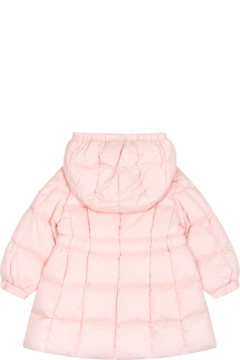 Topwear for Baby Girls Moncler Pink Anya Down Jacket For Baby Girl With Logo