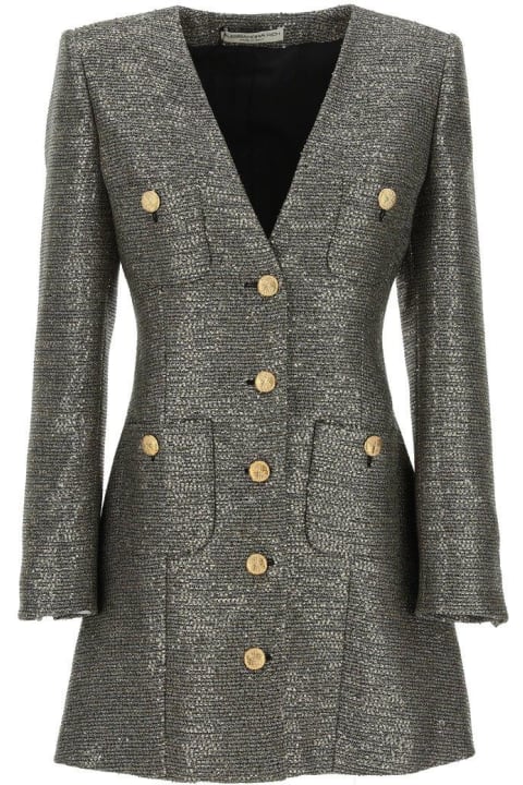 Alessandra Rich Coats & Jackets for Women Alessandra Rich V-neck Long-sleeved Mini Dress