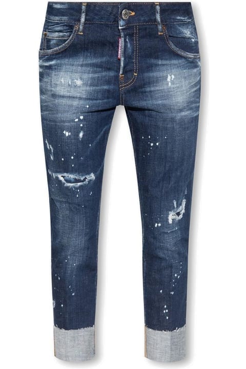 ウィメンズ Dsquared2のデニム Dsquared2 Mid-rise Distressed Cropped Jeans