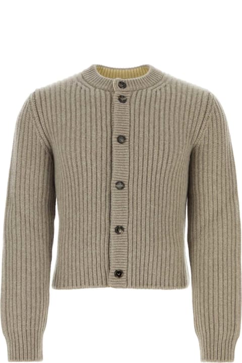 Sweaters for Men Bottega Veneta Dove Grey Wool Blend Cardigan