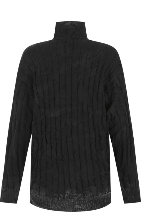 ウィメンズ新着アイテム Balenciaga Black Silk Blend Oversize Sweater